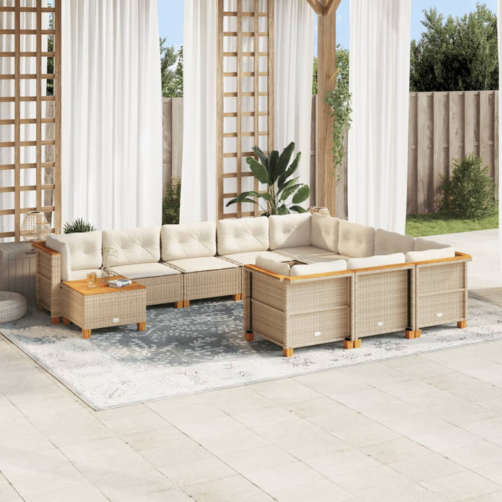 sofasæt til haven 11 dele med hynder polyrattan beige