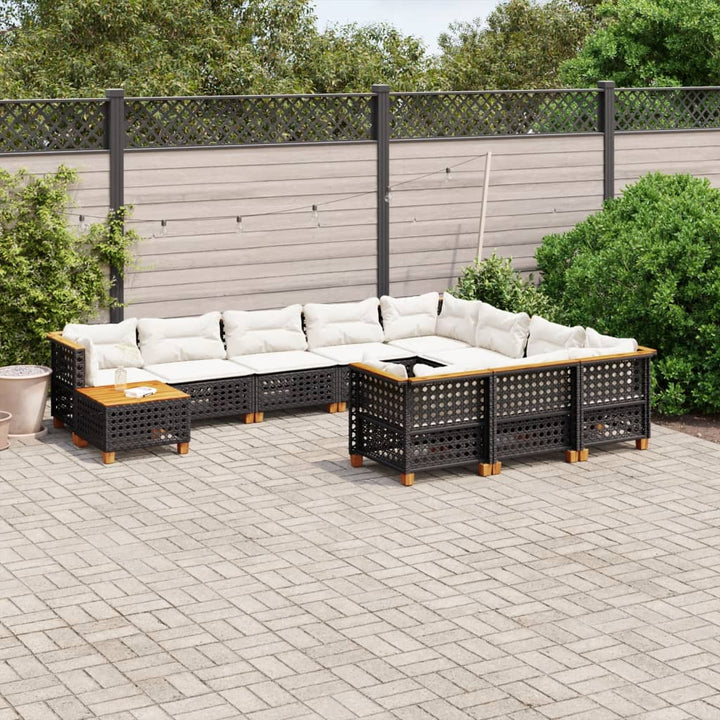 sofasæt til haven 11 dele med hynder polyrattan sort