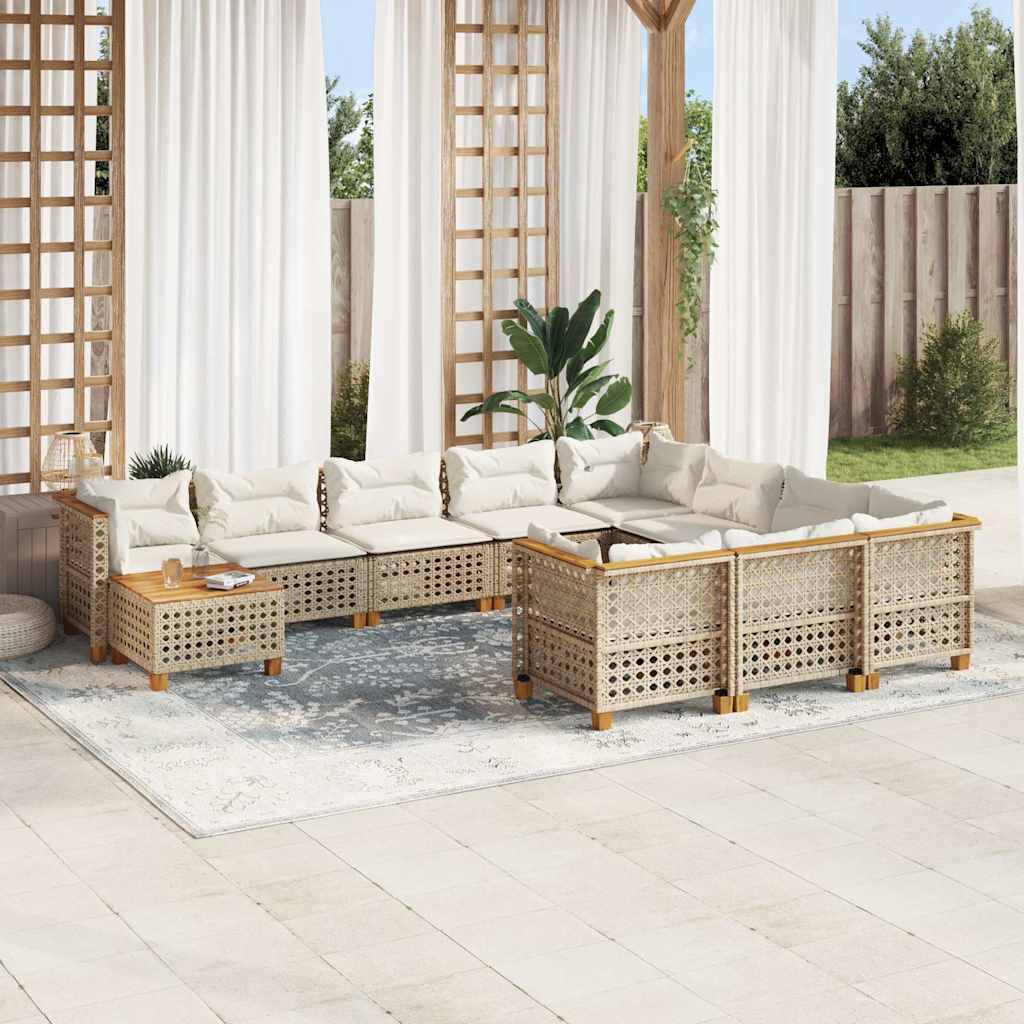 sofasæt til haven 11 dele med hynder polyrattan beige