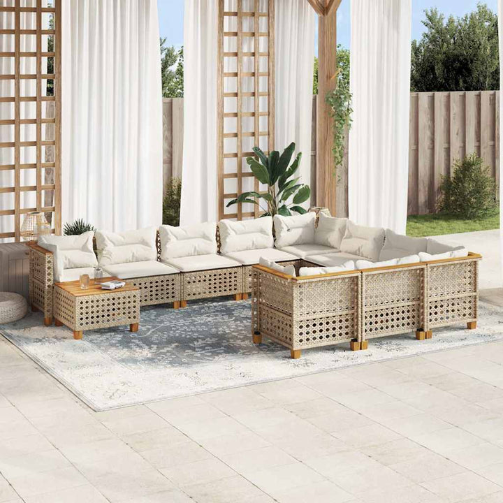 sofasæt til haven 11 dele med hynder polyrattan beige
