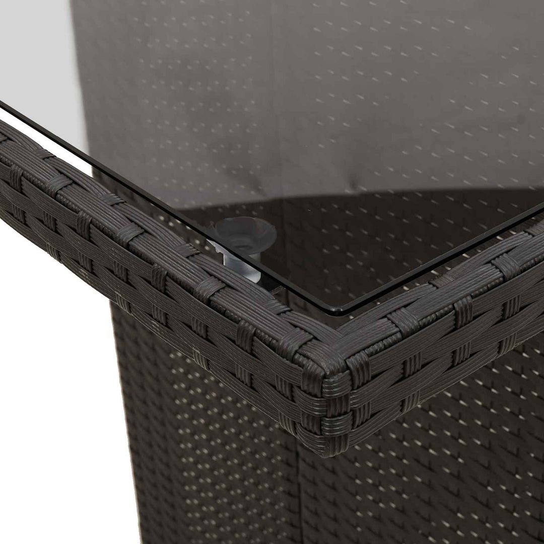 Have Spisebordssæt med pude 7 pcs Sort polyrattan