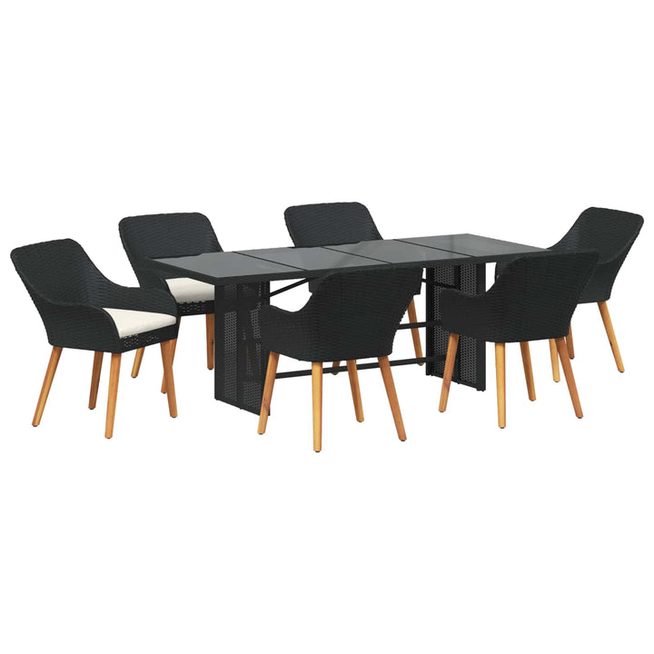Have Spisebordssæt med pude 7 pcs Sort polyrattan