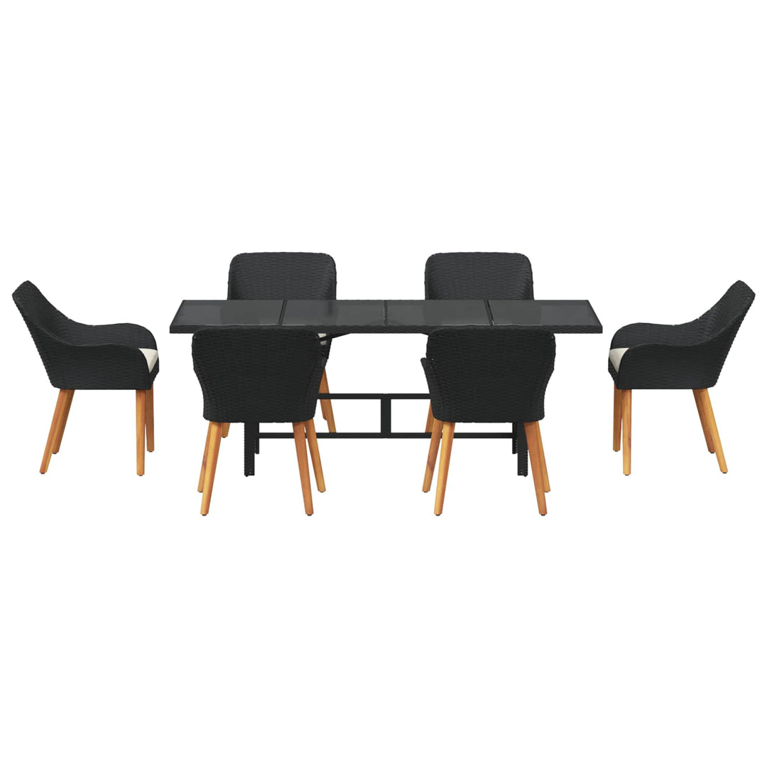 Have Spisebordssæt med pude 7 pcs Sort polyrattan