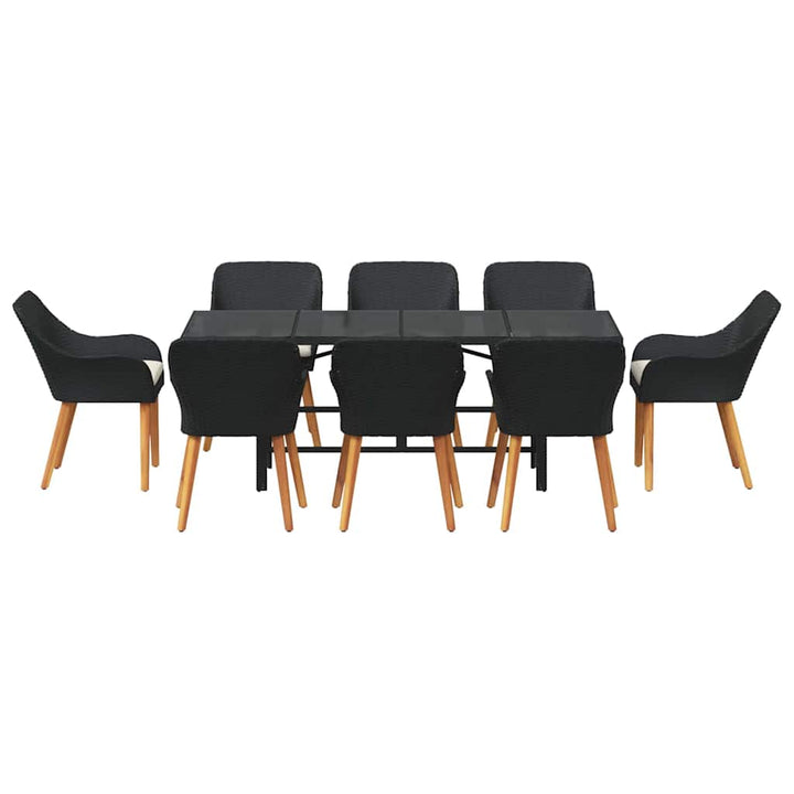 Have Spisebordssæt med pude 9 pcs Sort polyrattan