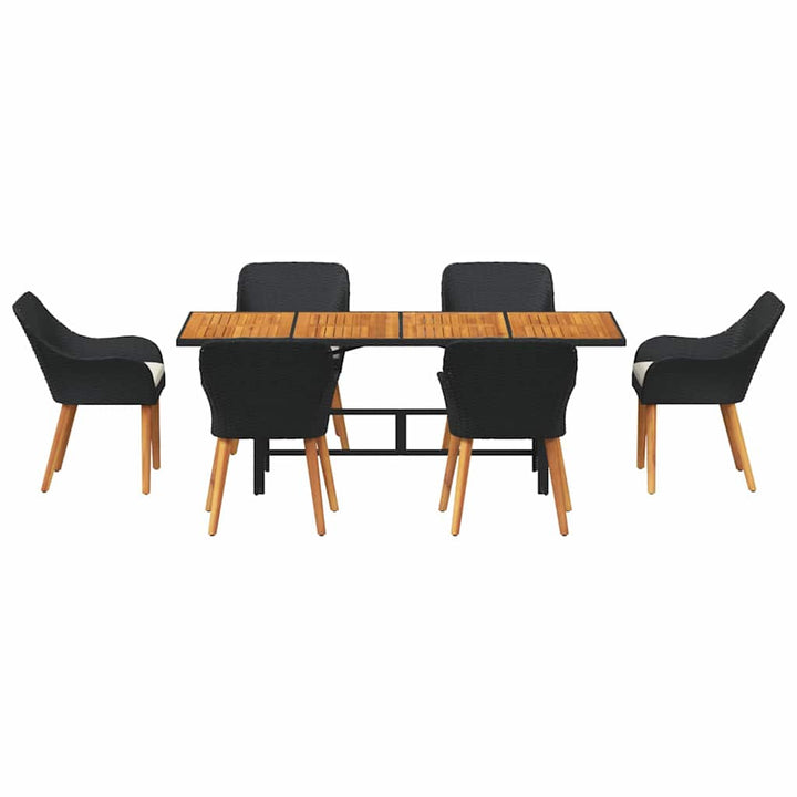 Have Spisebordssæt med pude 7 pcs Sort polyrattan