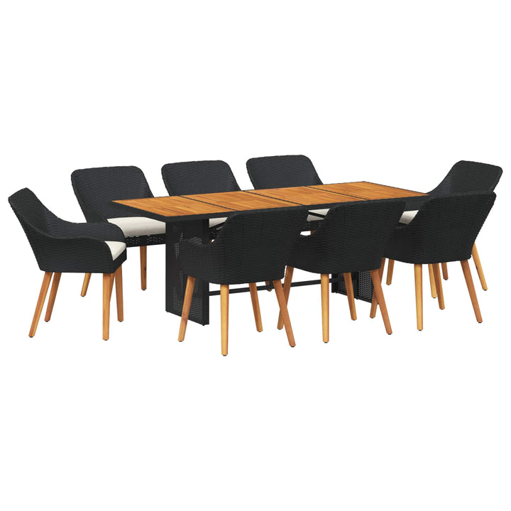 Have Spisebordssæt med pude 9 pcs Sort polyrattan
