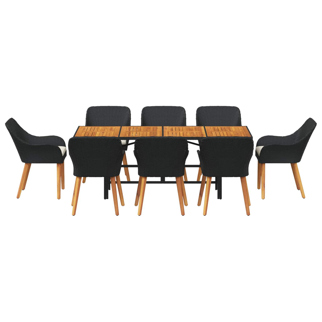 Have Spisebordssæt med pude 9 pcs Sort polyrattan
