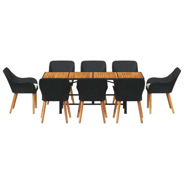 Have Spisebordssæt med pude 9 pcs Sort polyrattan