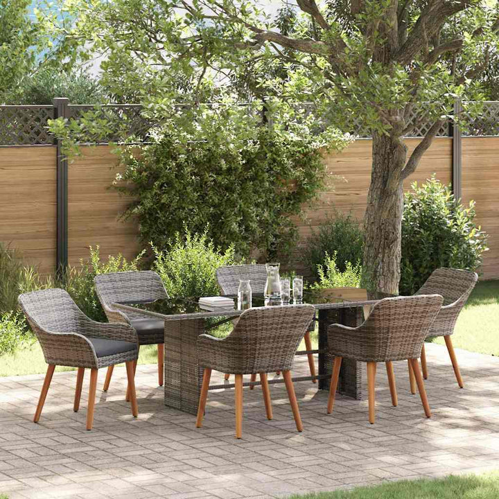 Have Spisebordssæt med pude 7 pcs Grå polyrattan