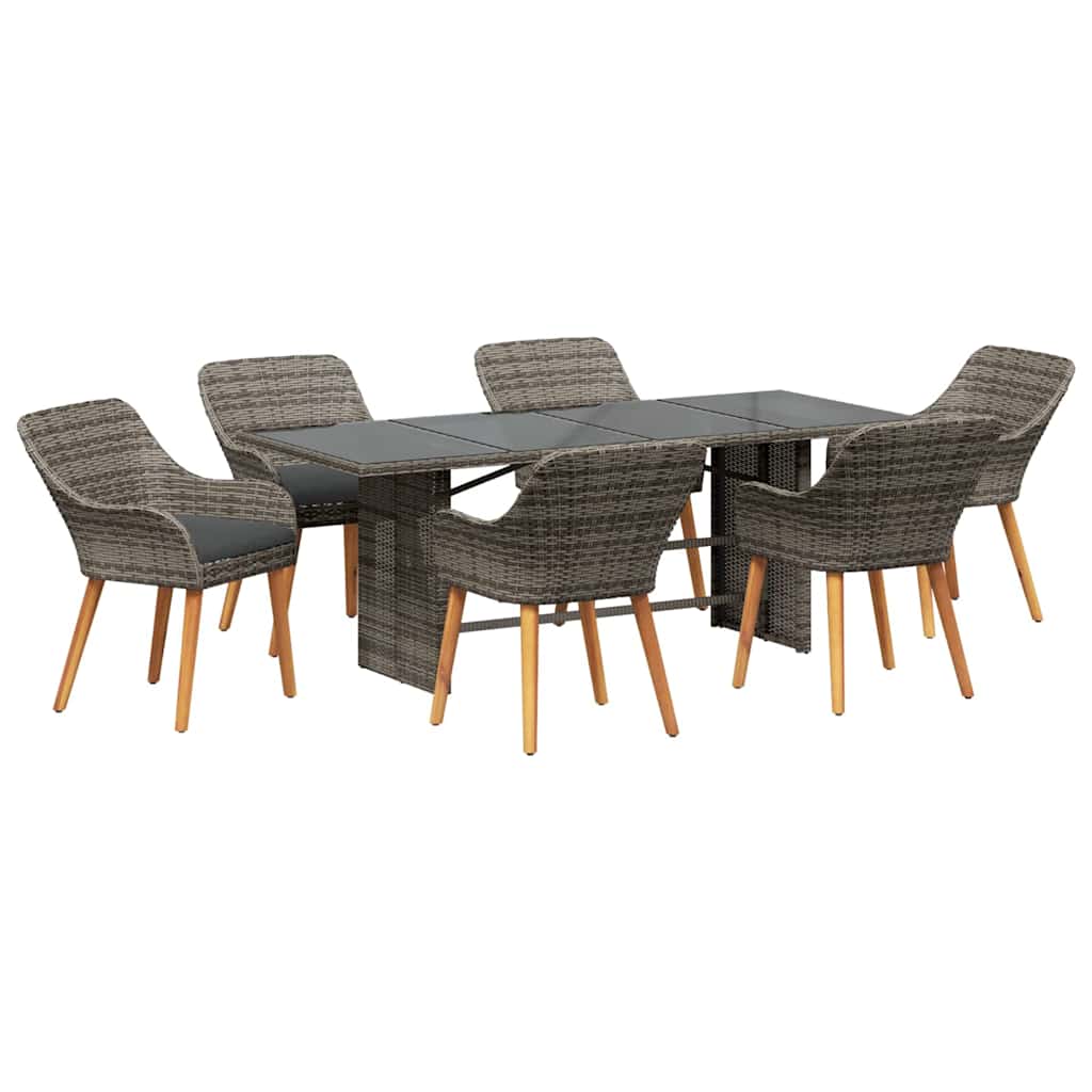 Have Spisebordssæt med pude 7 pcs Grå polyrattan