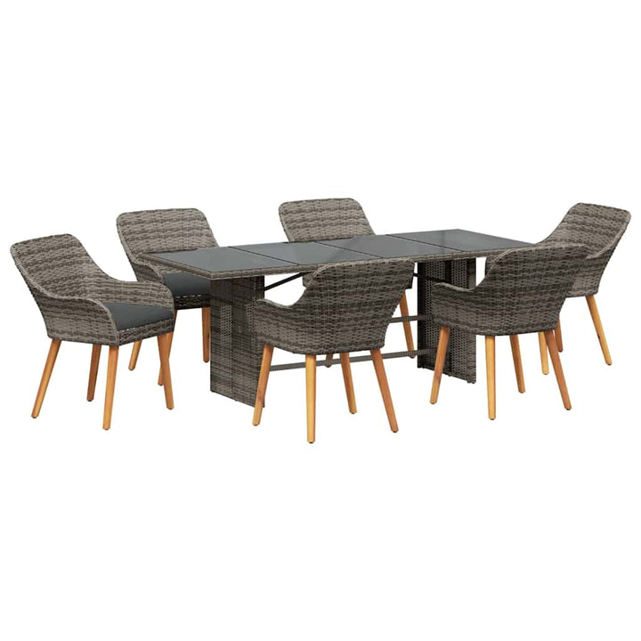 Have Spisebordssæt med pude 7 pcs Grå polyrattan