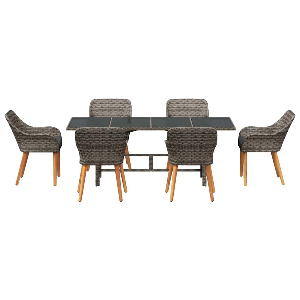 Have Spisebordssæt med pude 7 pcs Grå polyrattan