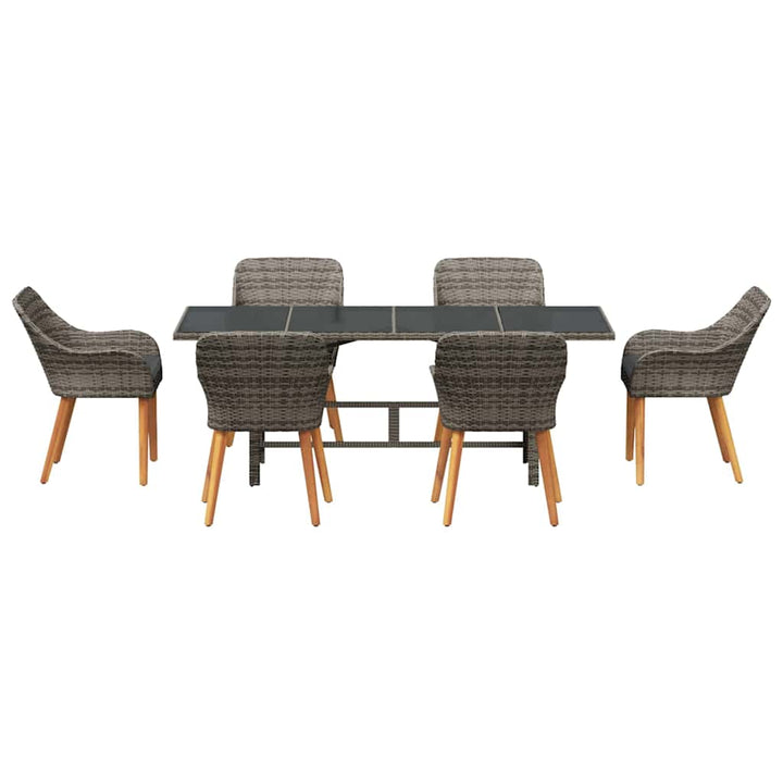 Have Spisebordssæt med pude 7 pcs Grå polyrattan