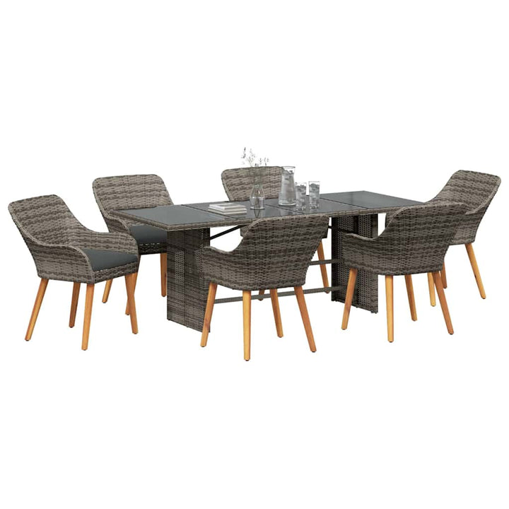 Have Spisebordssæt med pude 7 pcs Grå polyrattan