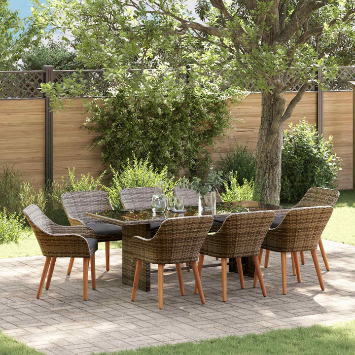 Have Spisebordssæt med pude 9 pcs Grå polyrattan