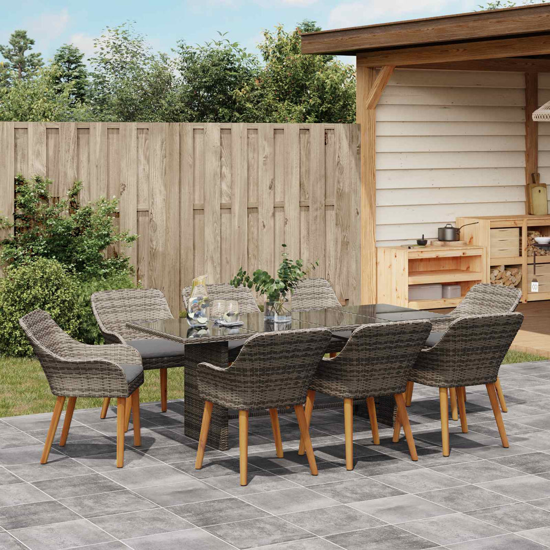 Have Spisebordssæt med pude 9 pcs Grå polyrattan