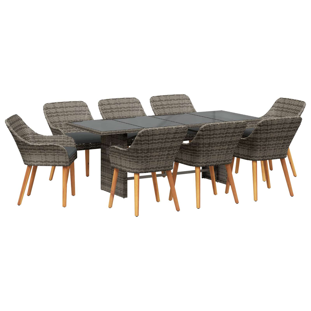 Have Spisebordssæt med pude 9 pcs Grå polyrattan