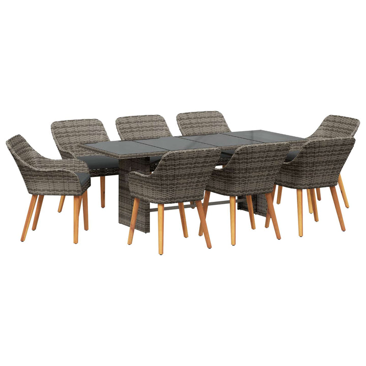Have Spisebordssæt med pude 9 pcs Grå polyrattan