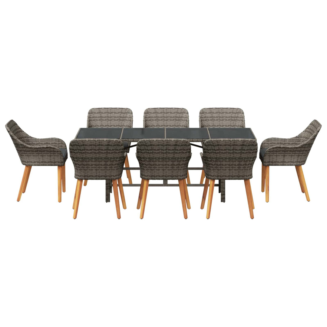 Have Spisebordssæt med pude 9 pcs Grå polyrattan