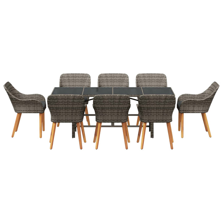Have Spisebordssæt med pude 9 pcs Grå polyrattan