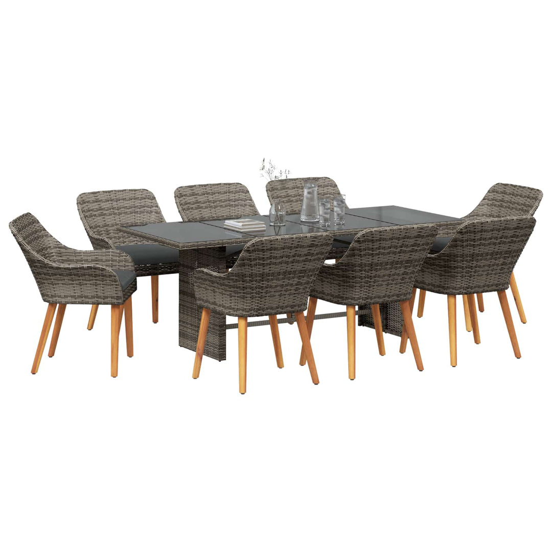 Have Spisebordssæt med pude 9 pcs Grå polyrattan