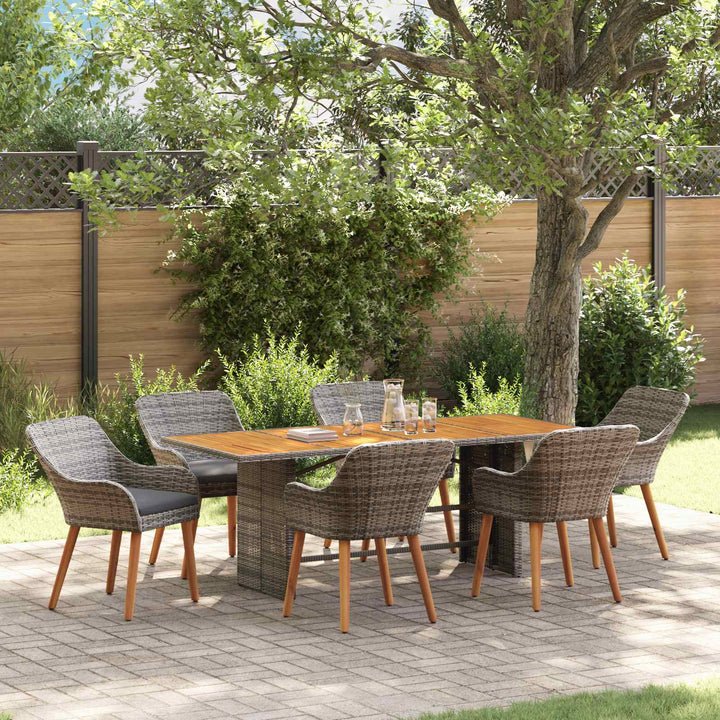 Have Spisebordssæt med pude 7 pcs Grå polyrattan