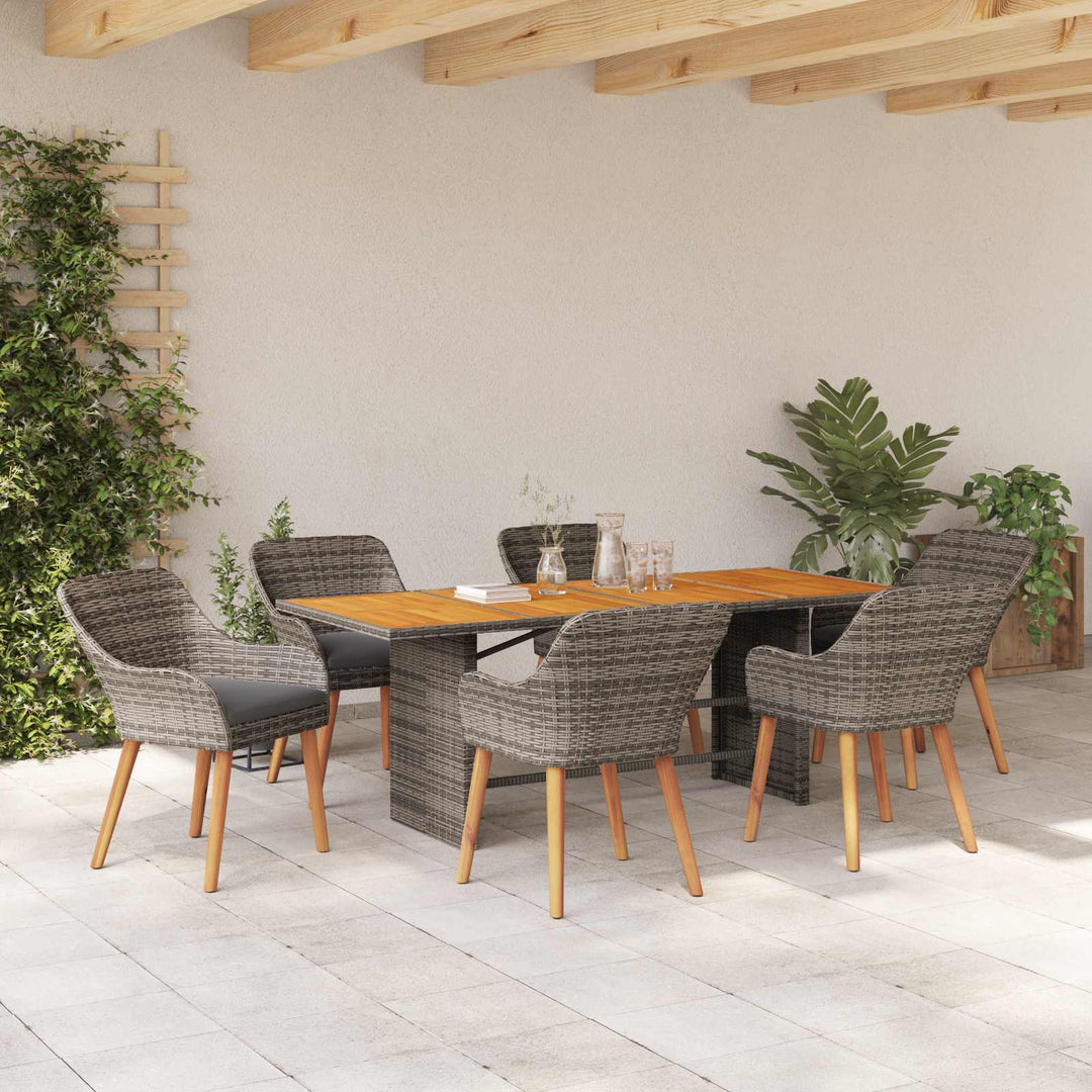 Have Spisebordssæt med pude 7 pcs Grå polyrattan