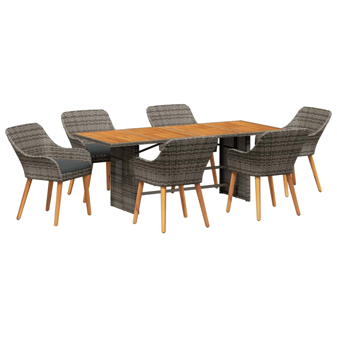 Have Spisebordssæt med pude 7 pcs Grå polyrattan