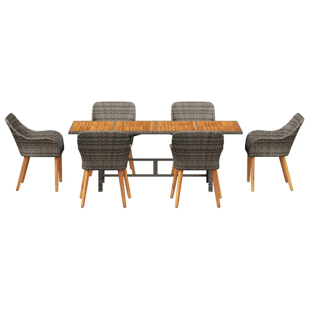 Have Spisebordssæt med pude 7 pcs Grå polyrattan