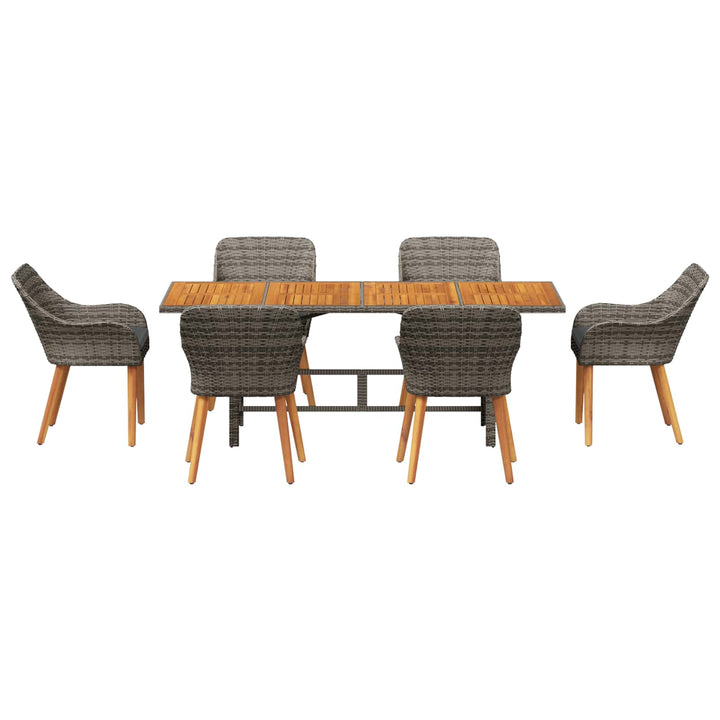 Have Spisebordssæt med pude 7 pcs Grå polyrattan