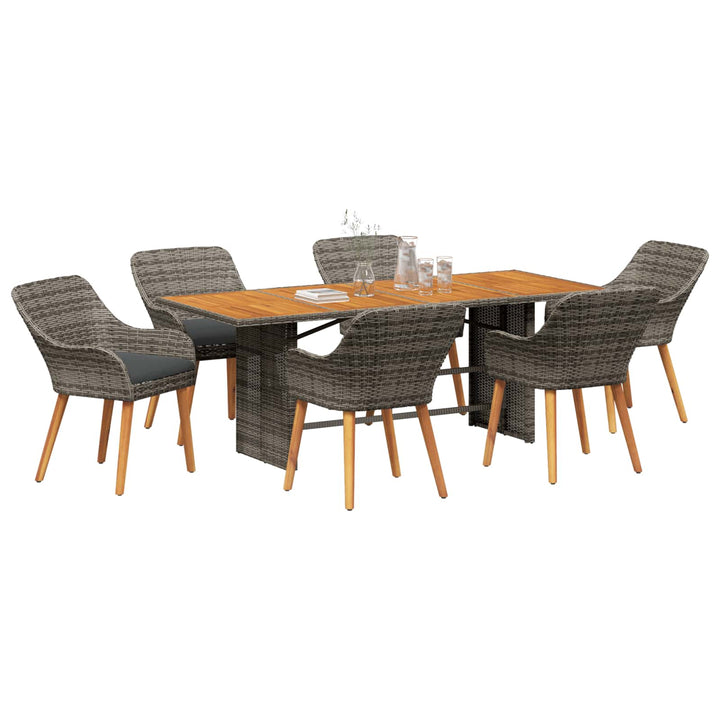 Have Spisebordssæt med pude 7 pcs Grå polyrattan