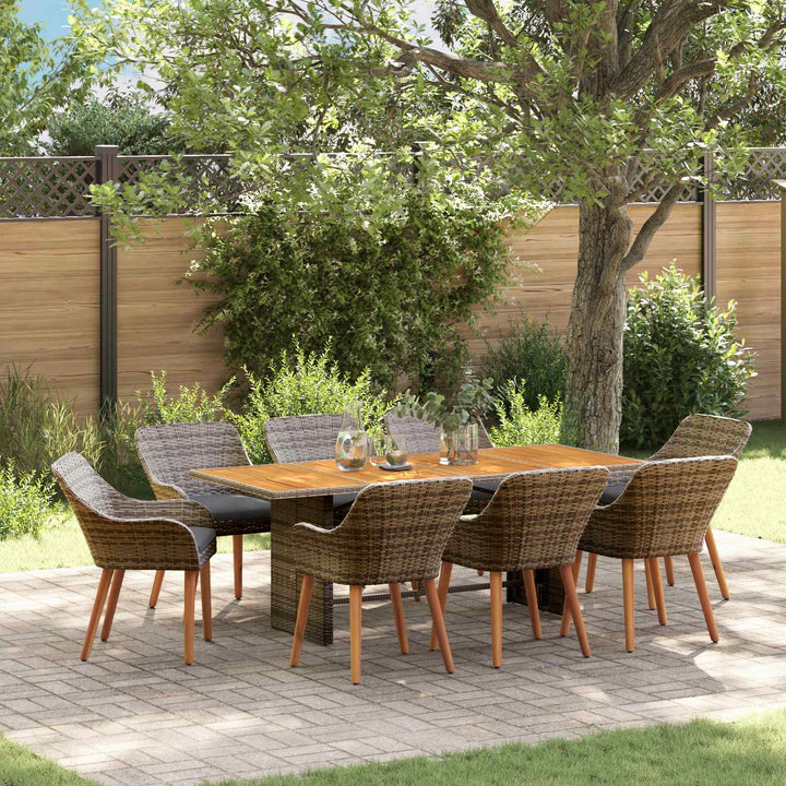 Have Spisebordssæt med pude 9 pcs Grå polyrattan