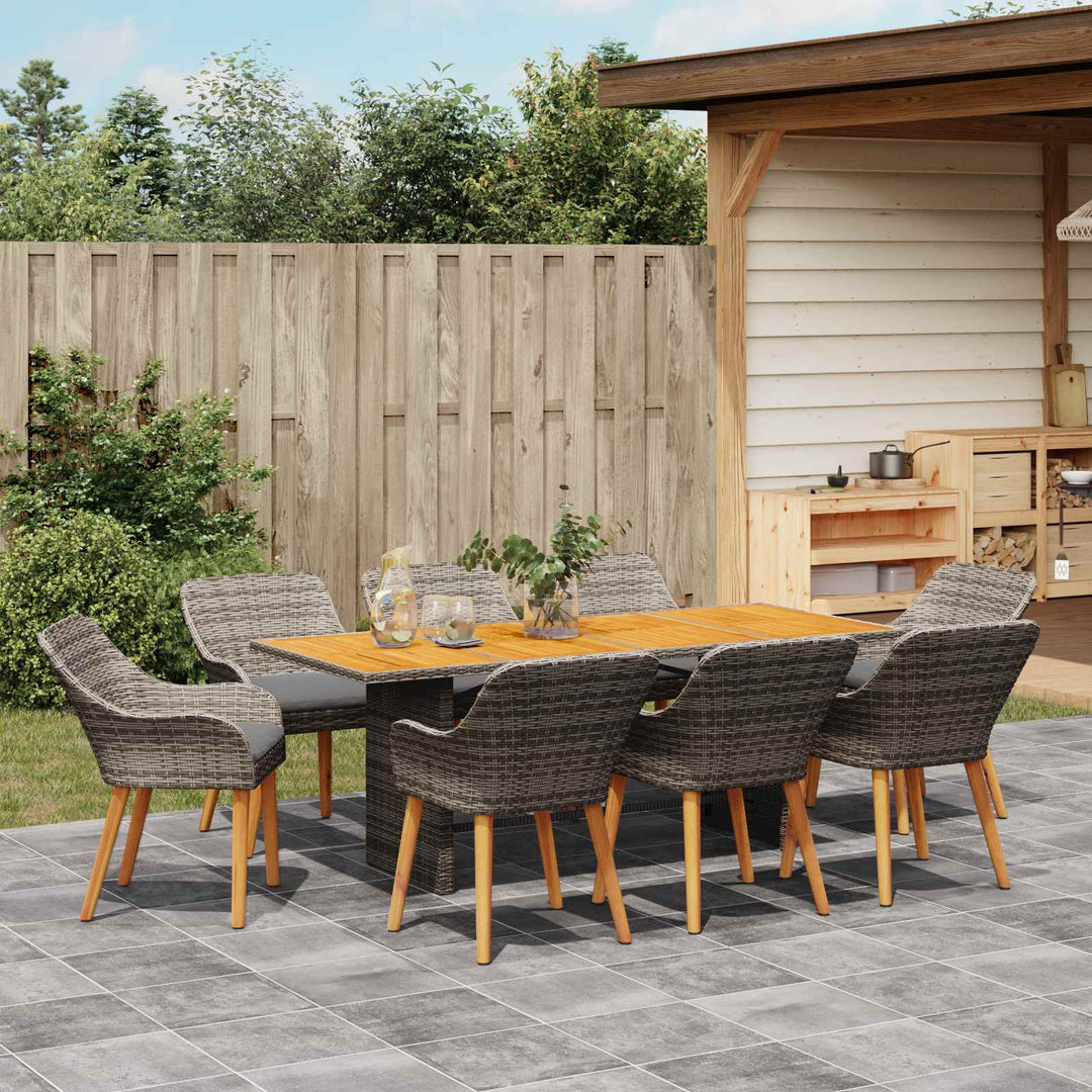 Have Spisebordssæt med pude 9 pcs Grå polyrattan