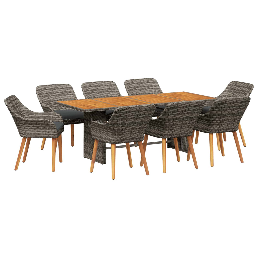 Have Spisebordssæt med pude 9 pcs Grå polyrattan