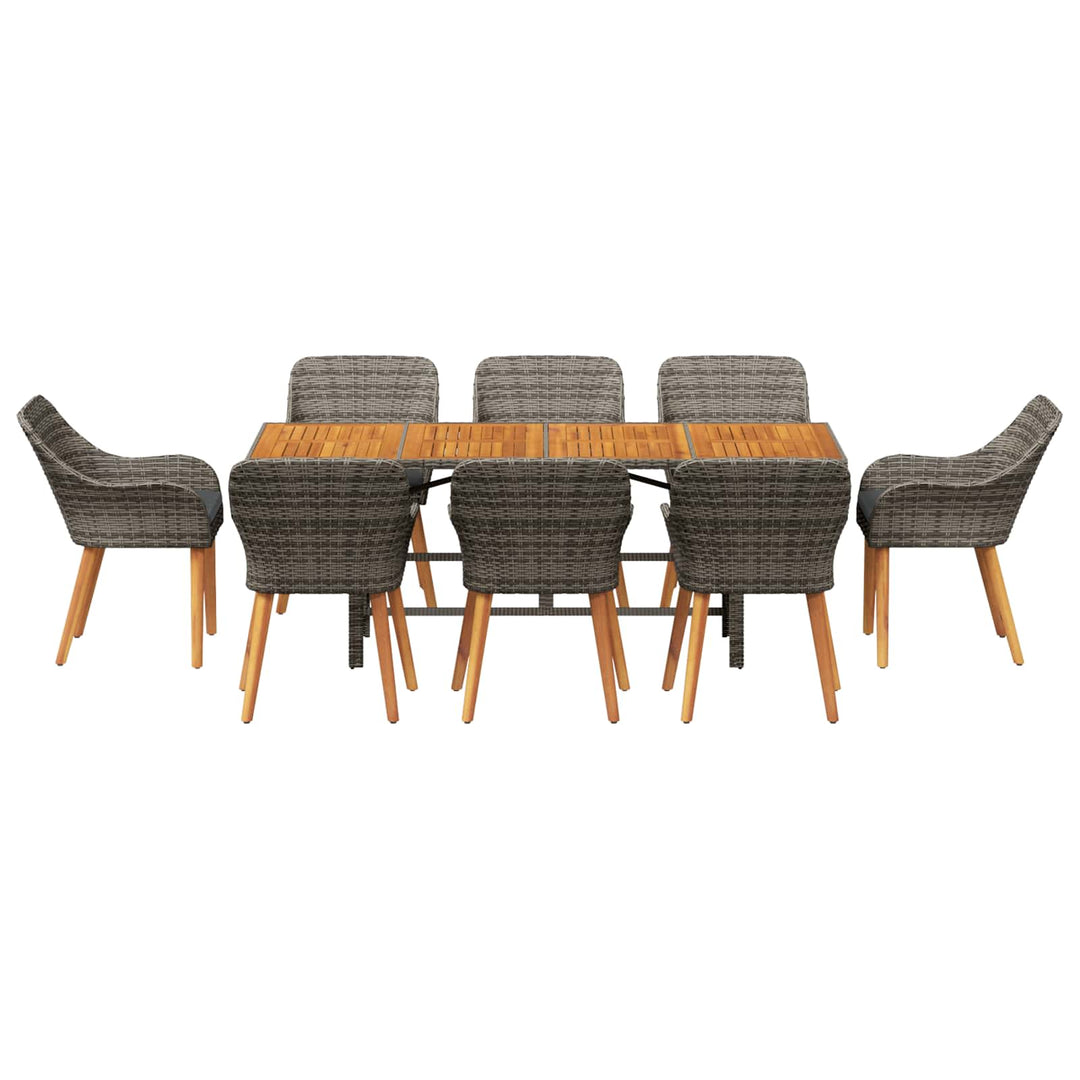 Have Spisebordssæt med pude 9 pcs Grå polyrattan
