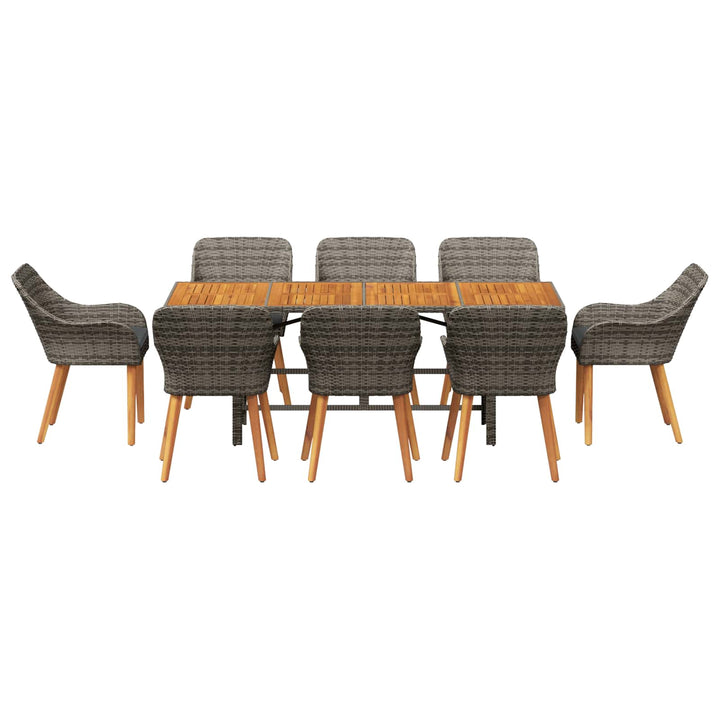 Have Spisebordssæt med pude 9 pcs Grå polyrattan