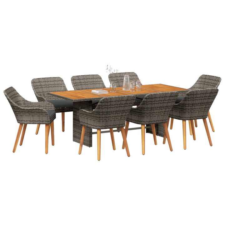 Have Spisebordssæt med pude 9 pcs Grå polyrattan