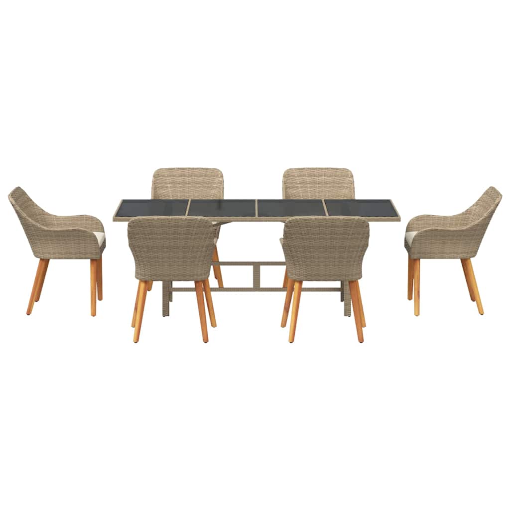 Have Spisebordssæt med pude 7 pcs Beige polyrattan