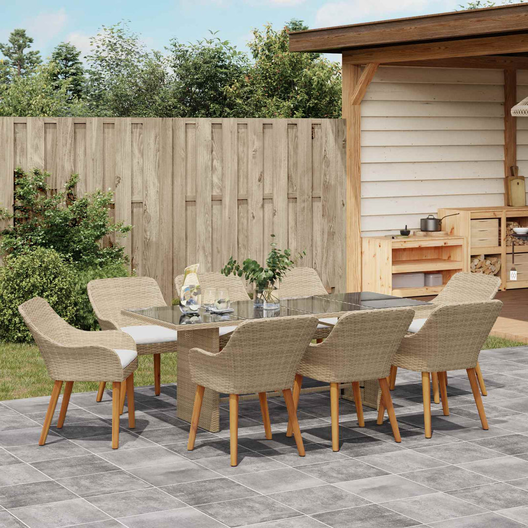 Have Spisebordssæt med pude 9 pcs Beige polyrattan