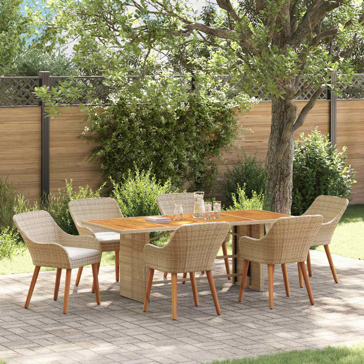 Have Spisebordssæt med pude 7 pcs Beige polyrattan