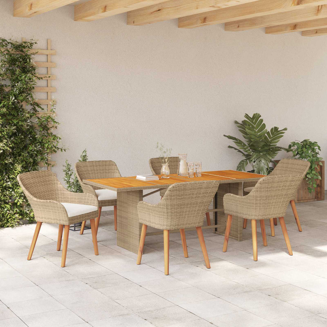 Have Spisebordssæt med pude 7 pcs Beige polyrattan