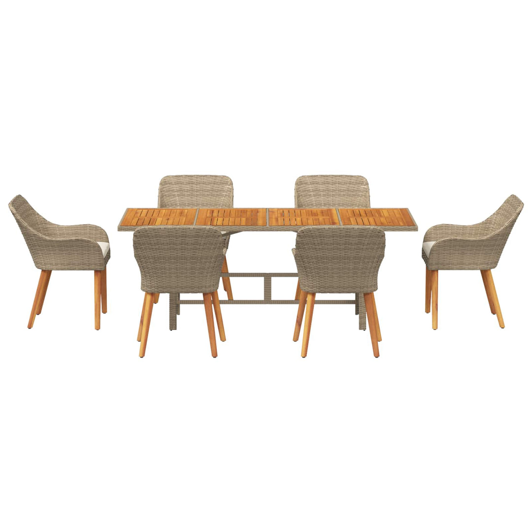 Have Spisebordssæt med pude 7 pcs Beige polyrattan