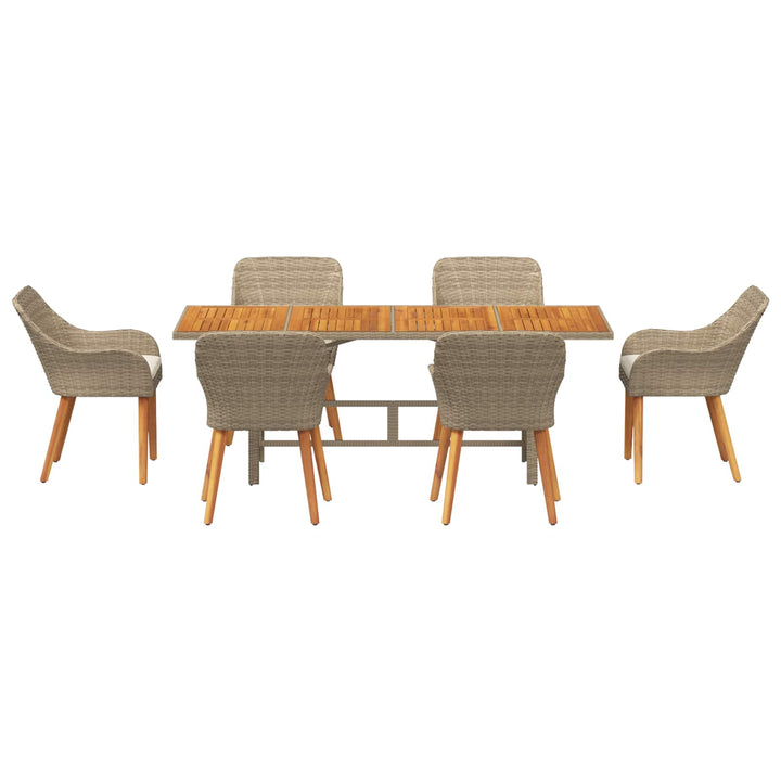 Have Spisebordssæt med pude 7 pcs Beige polyrattan