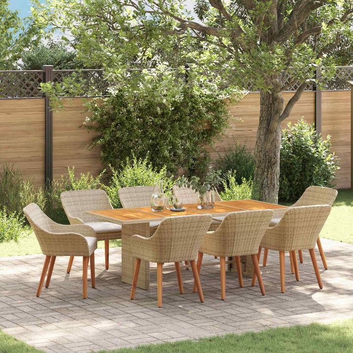 Have Spisebordssæt med pude 9 pcs Beige polyrattan