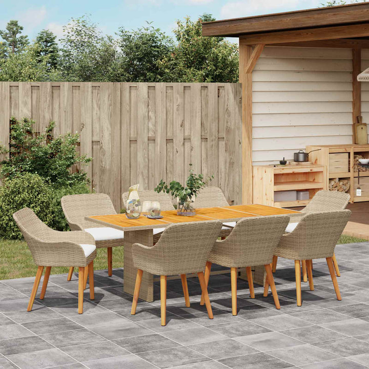 Have Spisebordssæt med pude 9 pcs Beige polyrattan