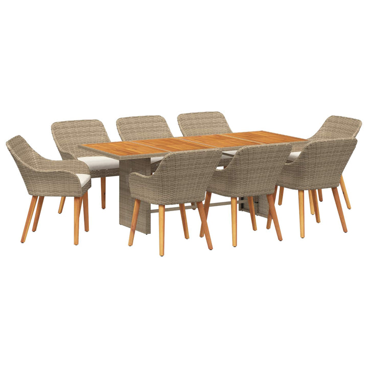 Have Spisebordssæt med pude 9 pcs Beige polyrattan