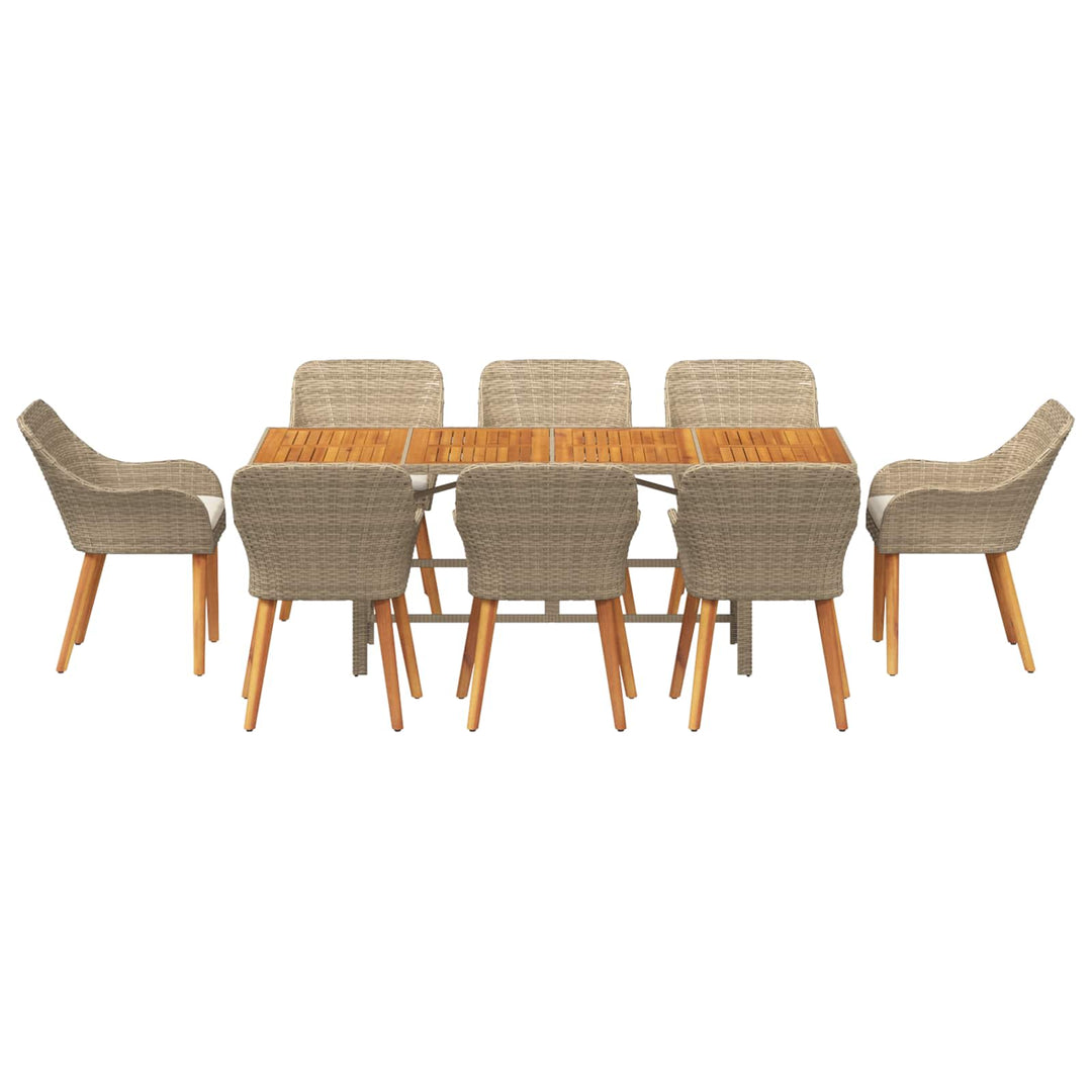 Have Spisebordssæt med pude 9 pcs Beige polyrattan