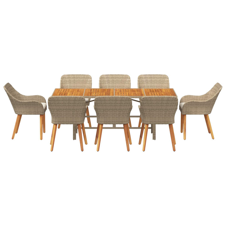 Have Spisebordssæt med pude 9 pcs Beige polyrattan