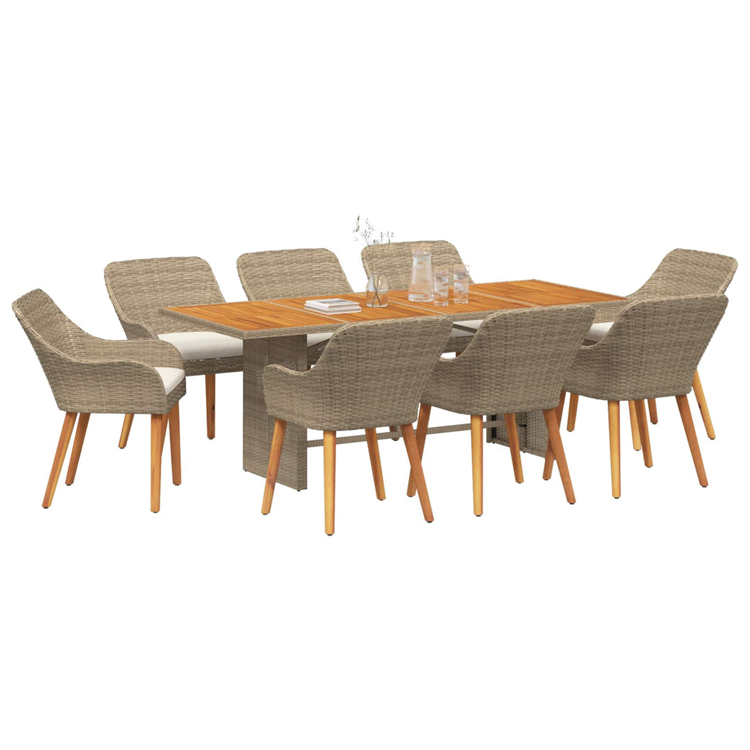 Have Spisebordssæt med pude 9 pcs Beige polyrattan