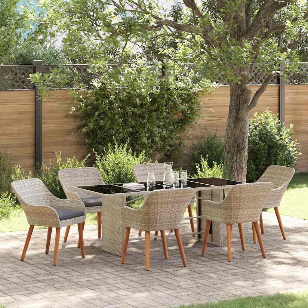 Have Spisebordssæt 7 pcs Lysegrå polyrattan